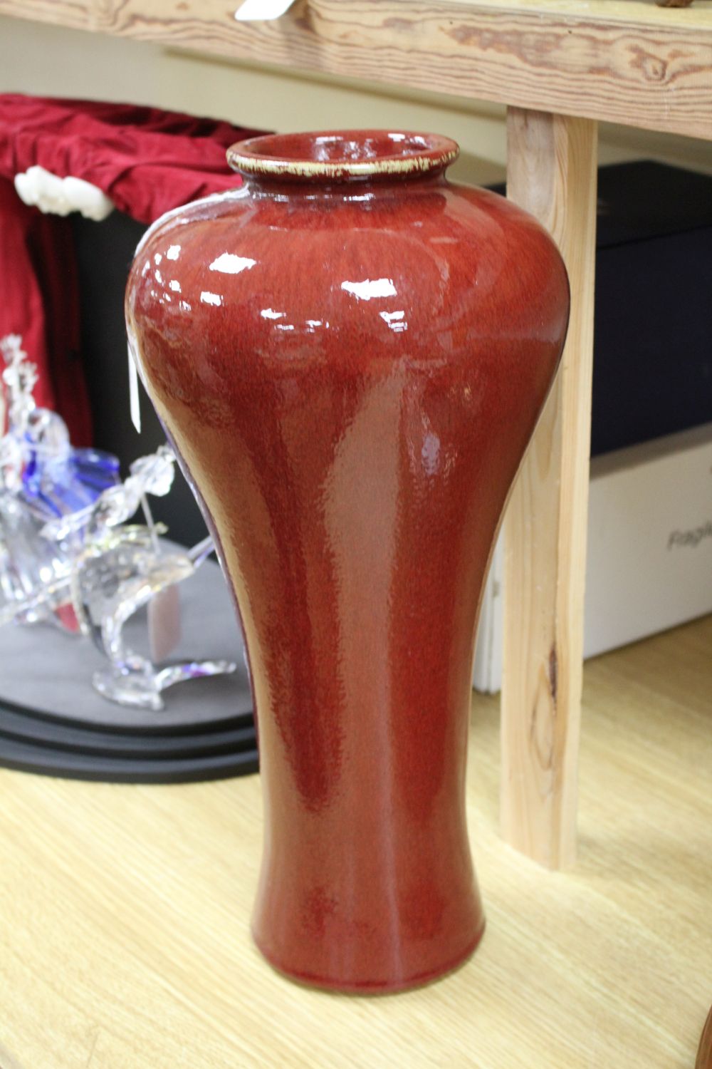 A Chinese sang de boeuf Meiping vase, height 43cm